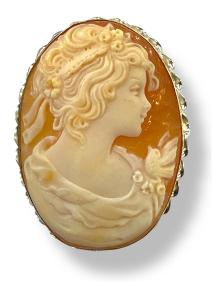 Brooch Mandile 1922 Woman Cammei  in Silver Conchiglia 2MSPC18 - 2MSPC18